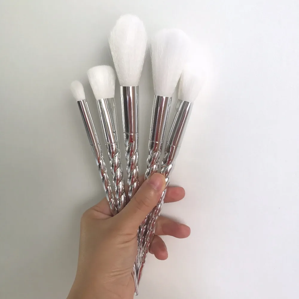 5 шт. серебро Мода Расчёски кисти для Макияжa волос Основа Корректоры лица Румяна