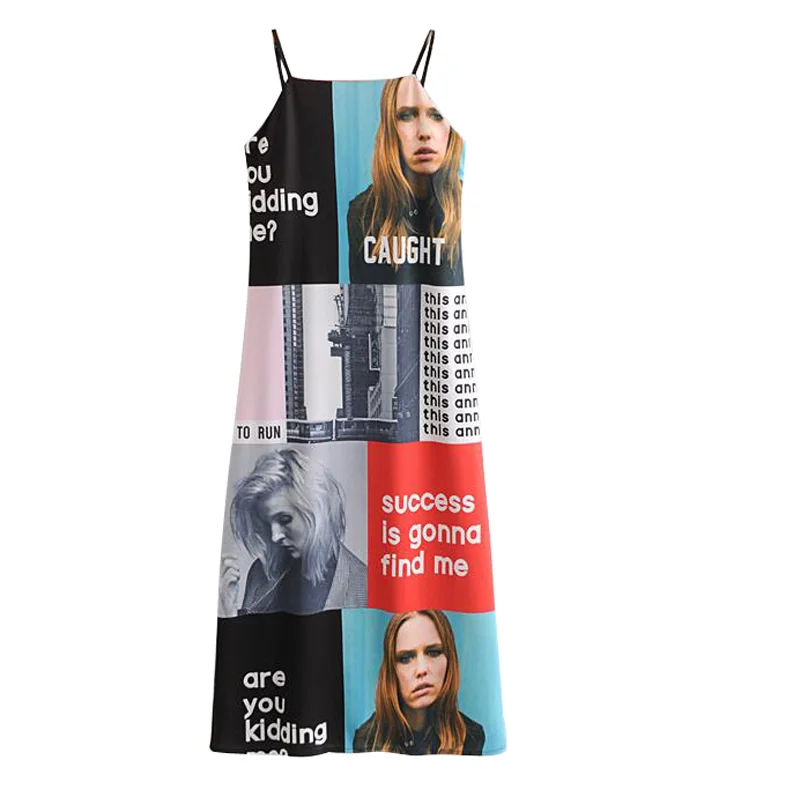 

Ukraine New Summer Dress Fashion Plus Size 2019 Hot European And American Style Street Photo Stitching Printing Harness Female