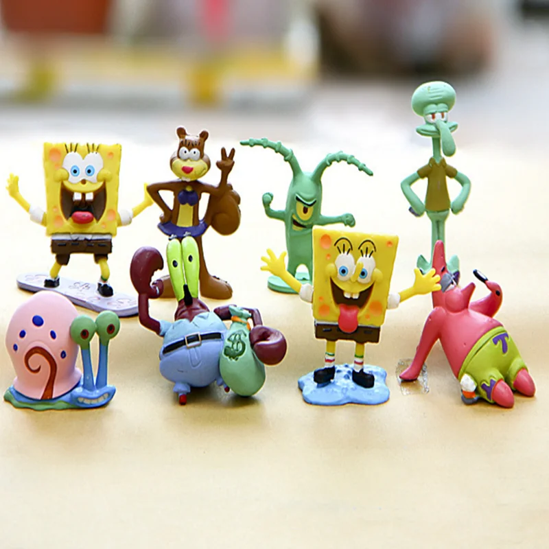 Резиновая кукла SpongeBob 8 шт./компл. ручная работа качество ПВХ 3 5 6 см|Игровые