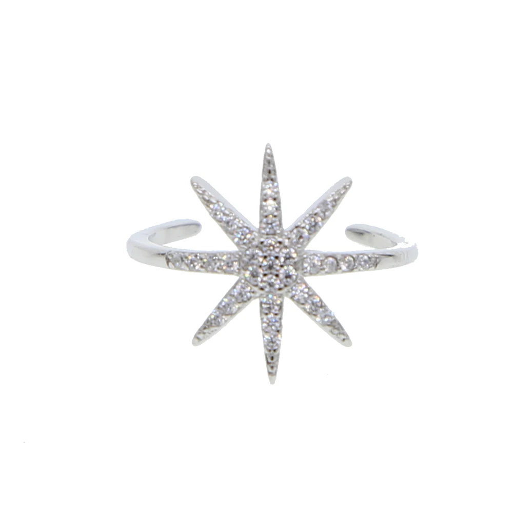 Горячая Летняя подарок north star starburst Открытое кольцо на палец средней длины