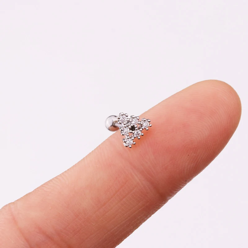 Sellsets 1 шт. красивый цветок выдалбливают крыла треугольник CZ Tragus Daith Helix Rook пирсинг шпильки ювелирные изделия
