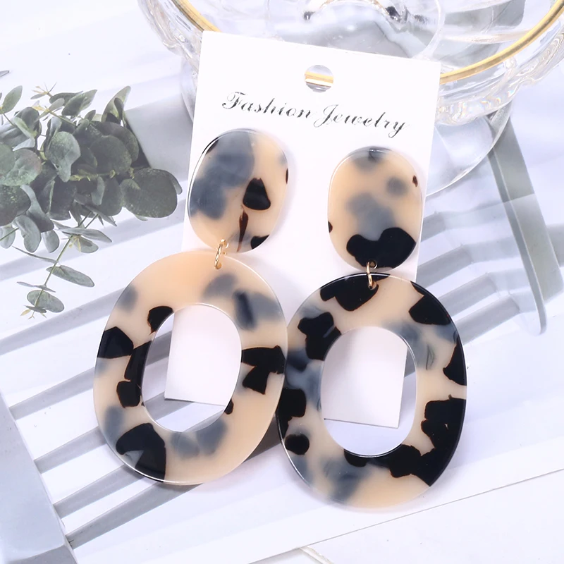 Винтажные акриловые круглые висячие серьги HOCOLE для женщин модные ювелирные