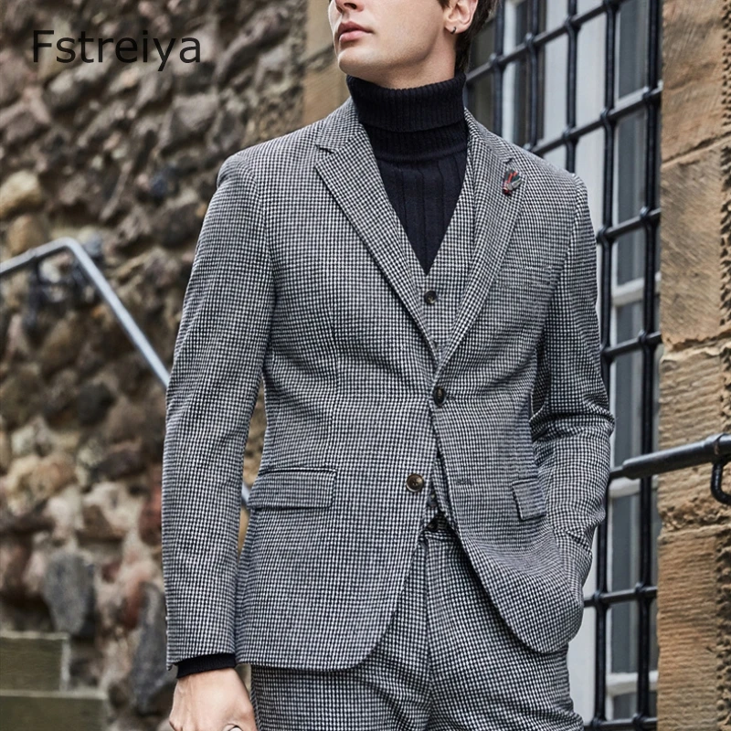 3 шт. мужские Твидовые костюмы из твида с брюками | Мужская одежда