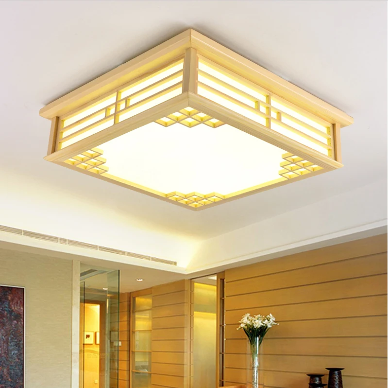 Светодиодная деревянная лампа из овечьей кожи японский потолочный светильник