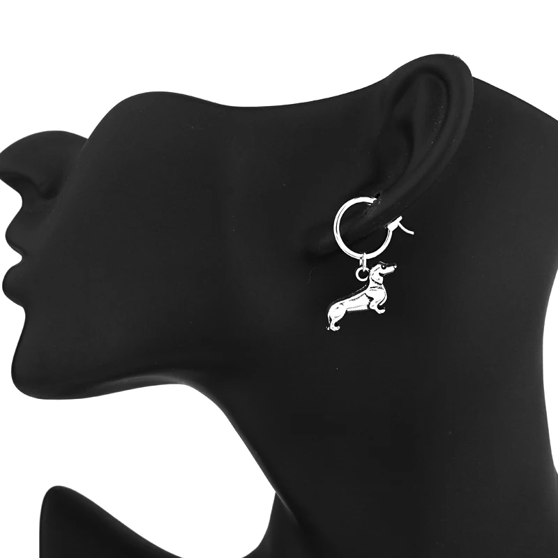 1 пара Европейский Новый Стереоскопический такса маленькие серьги кольца