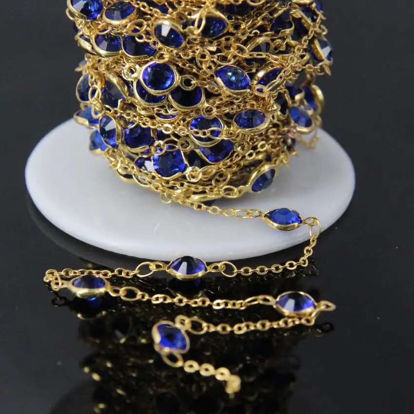 6 мм стеклянный кристалл круглая огранка покрытие из стекла Золотая проволока