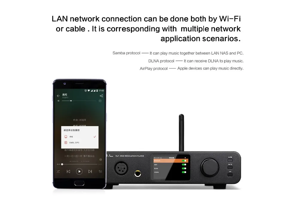 USB декодер SMSL DP3 DSD HIFI Цифровой поворотный диск/жесткий диск/Wi Fi/Bluetooth 4 0 LAN Сетевой