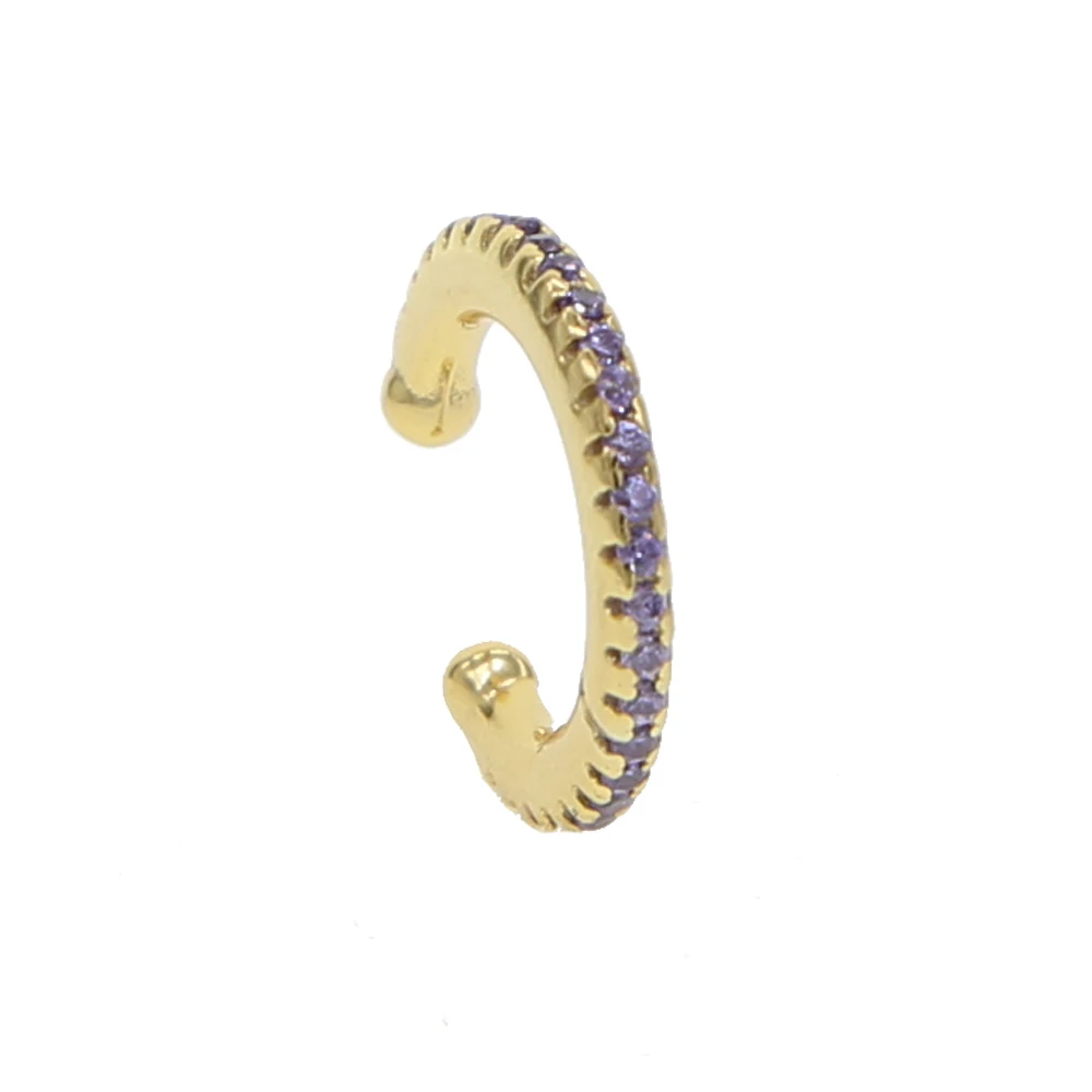 gold purple 1 шт., Стерлинговое Серебро 925 пробы, синяя Радужная цветная cz инкрустированная серьга, зажим для девочек, хряща, без пирсинга, крошечные мини-манжеты и накладные серьги - Окраска металла: gold purple