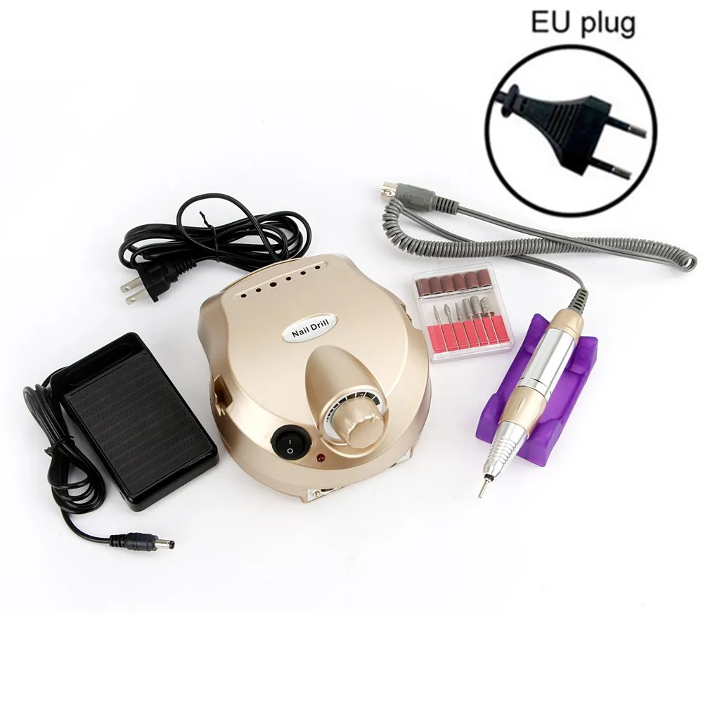 Nail Drill EU Plug 35000 об/мин, фрезер для ногтей, сверлильный станок Профессиональный для ногтей, электрическая дрель для маникюра, маникюр, насадки для спиливания, маникюрный Фрезер для педикюра Набор для обучения нанесению акрила(гель-Маникюр - Цвет: Nail Drill EU Plug