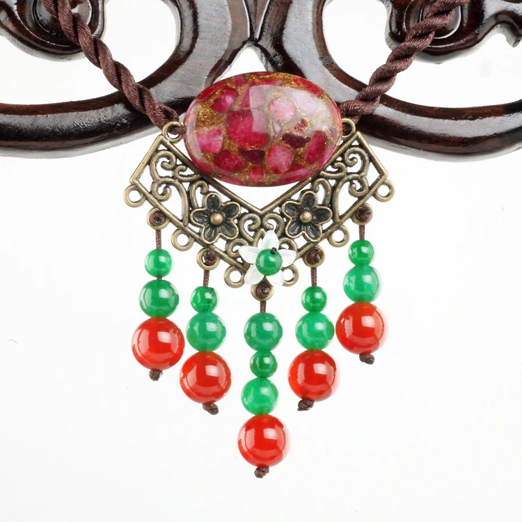 Тибетские украшения элегантный винтажный кулон в виде цветка ракушки красный