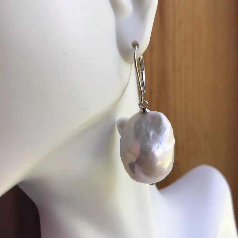 Серьги с барочным жемчугом, большие серьги с жемчугом, S925