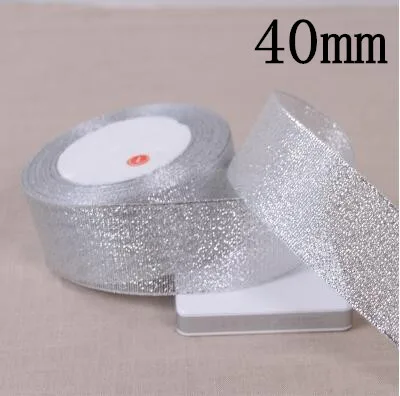 40mm silver 25y 3-50 мм Ручная работа Золотая и Серебряная лента 25 ярдов 22 м металлический блеск свадебное Рождественское украшение DIY тесьма карта Подарочная Упаковка - Цвет: 40mm silver 25y