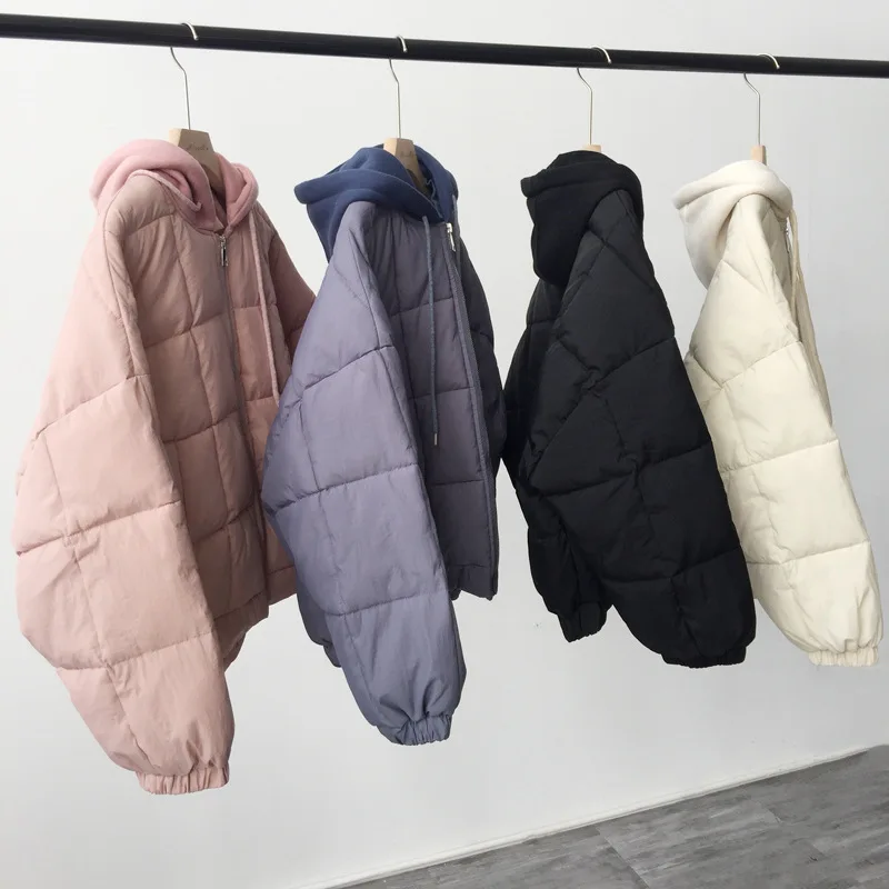 2018 winter clothing new students hooded loose casual bat sleeve cotton-padded jacket warm woman | Женская одежда