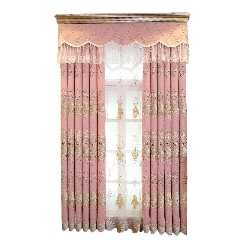 

Minimalist European Luxury Curtains for Living Dining Room Bedroom Jacquard Shading Finished Embroidered Curtain Fabric Valance