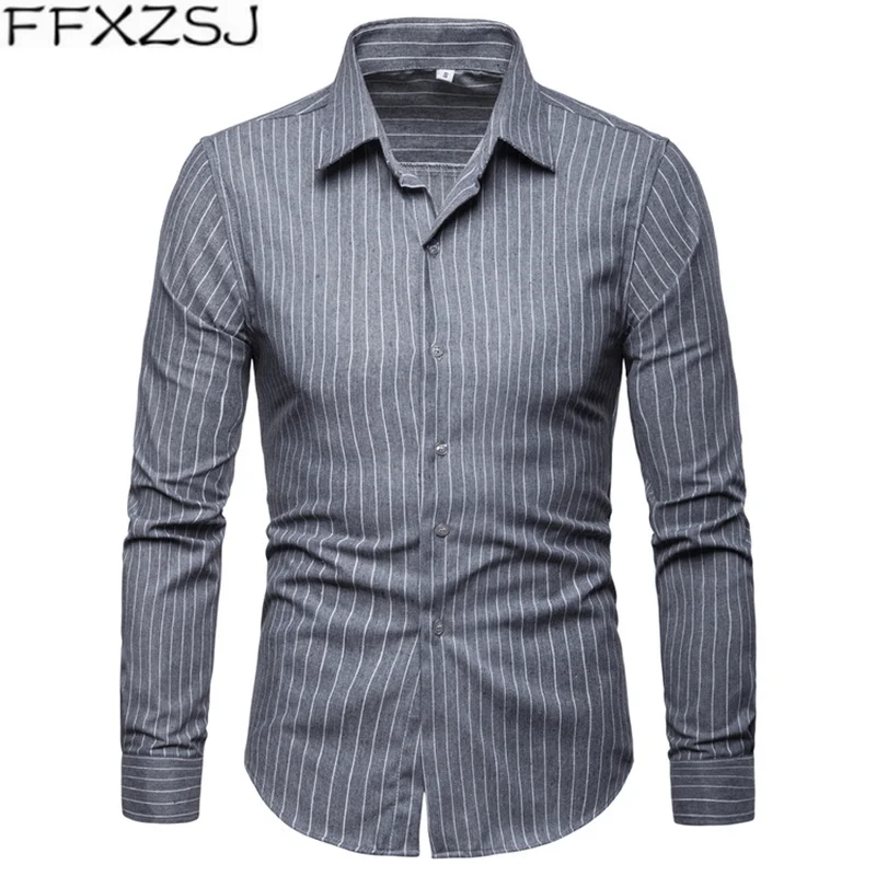 

FFXZSJ 2019; Сезон весна-осень; Мужская повседневная полосатая рубашка с длинным рукавом с отворотным воротником и длинными рукавами для девочек...