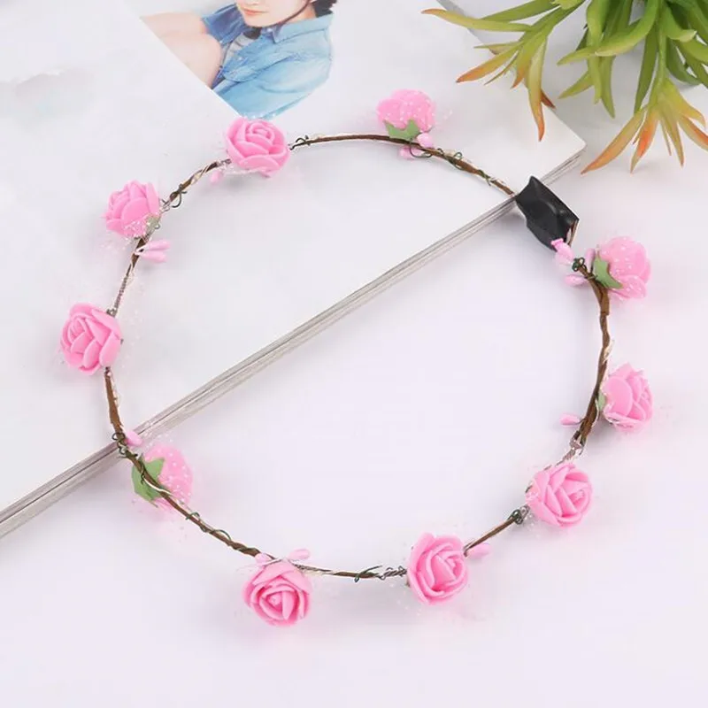 20pcs Foam Flowers Leds Flashing Headband Garland Women Girls Glow Headwear Hair Party home decor birthday|Сверкающие товары для