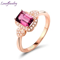 loverjewelry emerald cut tourmaline pink wedding rings diamonds bands for women christmas real 18k gold jewelry
