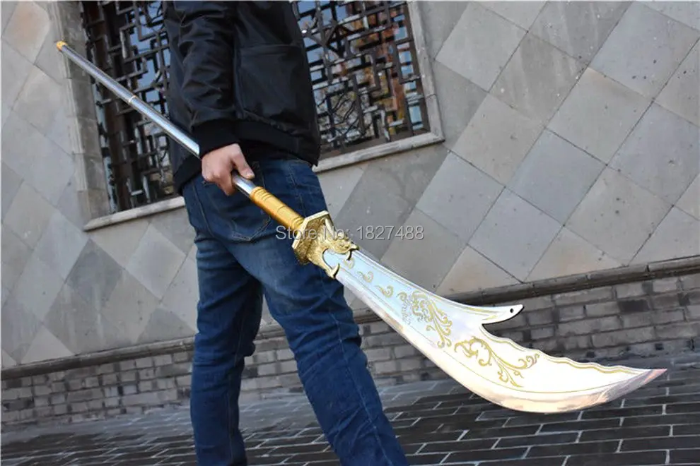 Длинная стальная ручка Китайский Меч сабель Wushu из искусственной кожи|Мечи| |