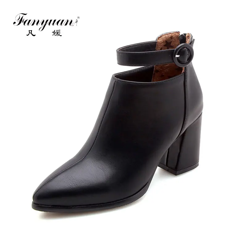 fanyuan 2019 Plus Size 32-47 Add Fur Winter Boots Woman Shoes Ankle Pointed Toe Hot Sale Women Female Booties | Обувь