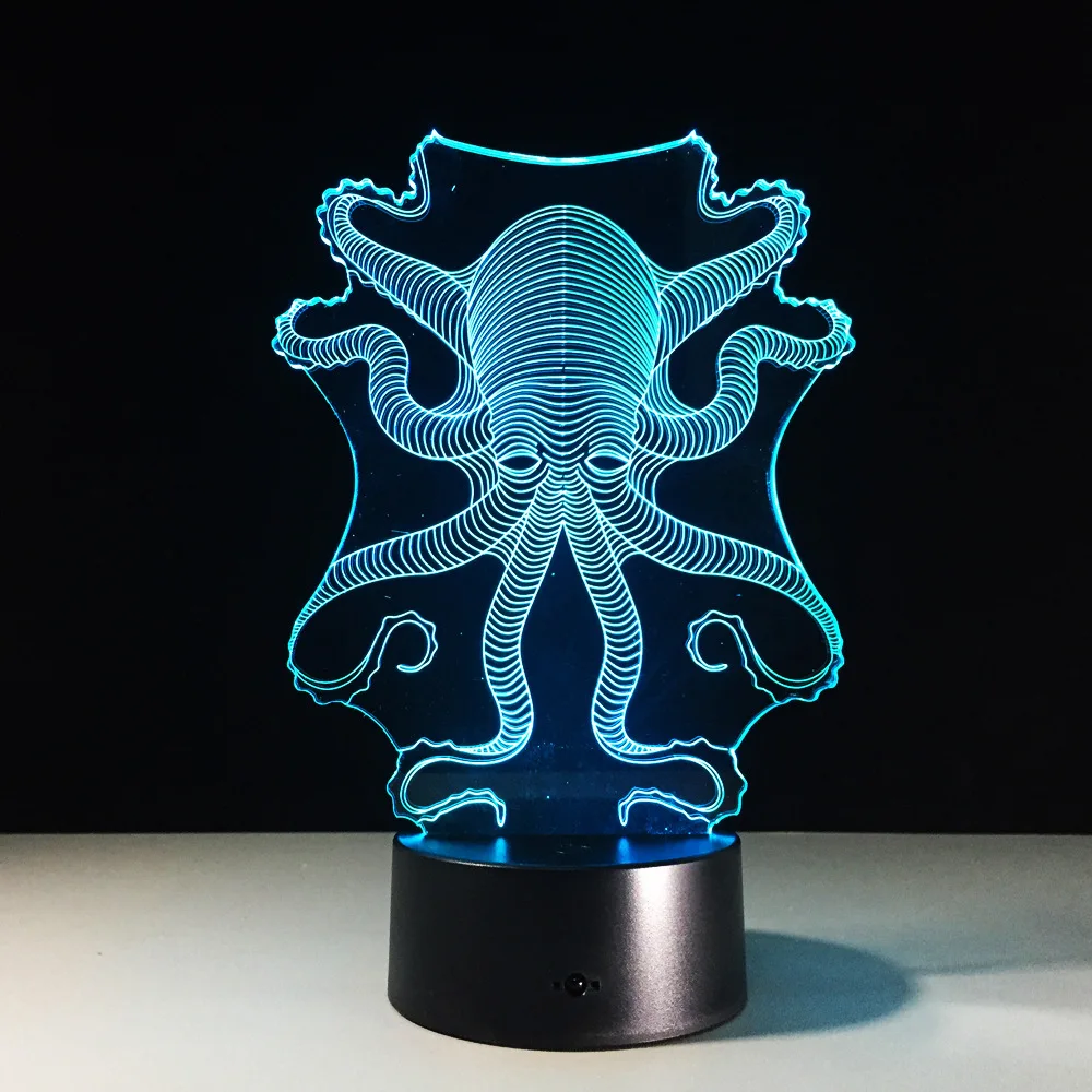 Осьминог 3D светодиодный настольный светильник USB сенсорный как прикроватный 7