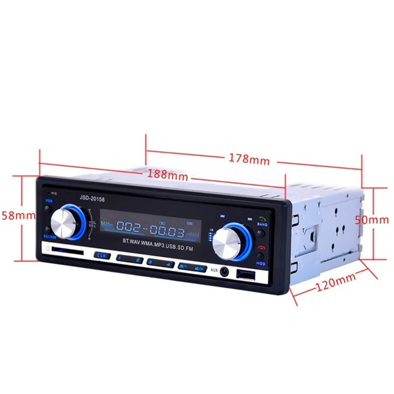 1 DIN автомагнитола JSD-20158 12 в автомобильный стерео fm-радио MP3 аудио плеер Поддержка Bluetooth телефон с USB/SD MMC портом