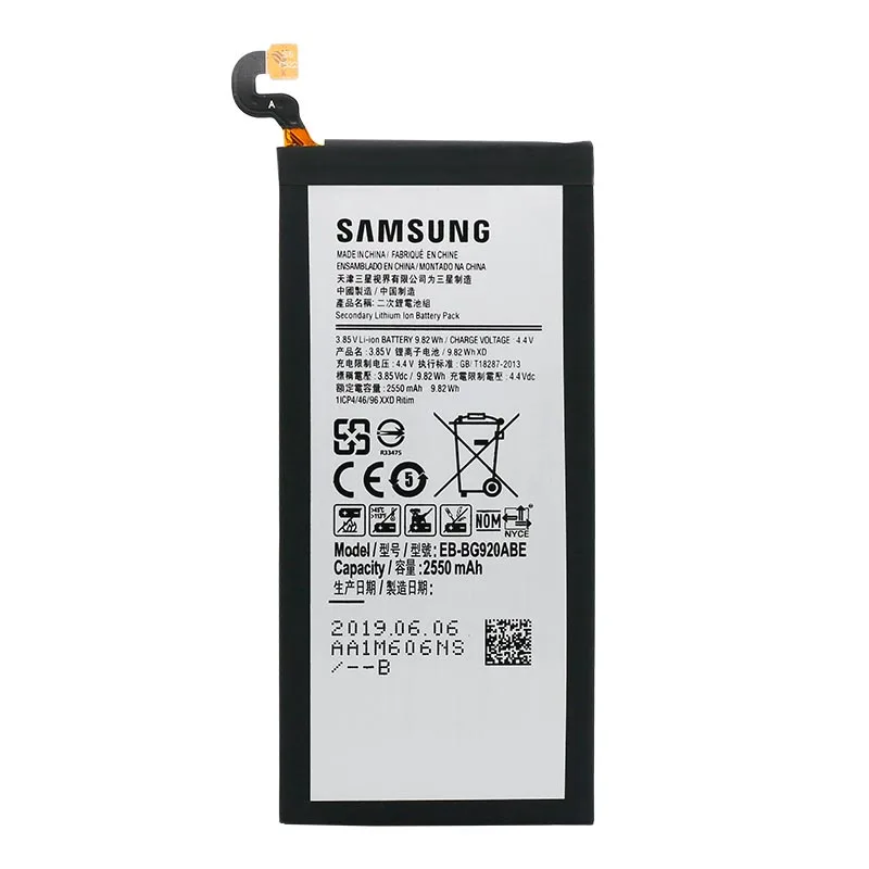 100% оригинальный новый samsung Galaxy S6 Батарея EB-BG920ABE 2550 ма-ч для G920 G920F G9201 G920A G920T G920V G920P