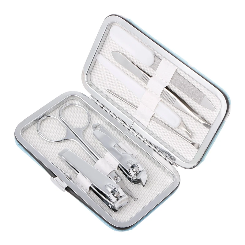 

7 PCS Travel Nail Clippers Cleaner Cuticle Grooming Kit Cute Pedicure Manicure Set Stainless steel Toes Fingers Clipper S
