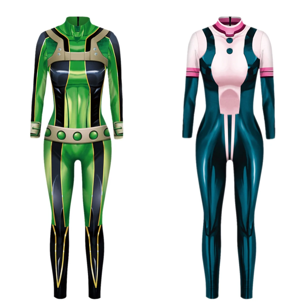 

Женский/Детский костюм Asui Tsuyu Hero моя геройская академия, асую, яойорозу Момо, одежда для сражения, геройская академия, очако урарака, костюм д...