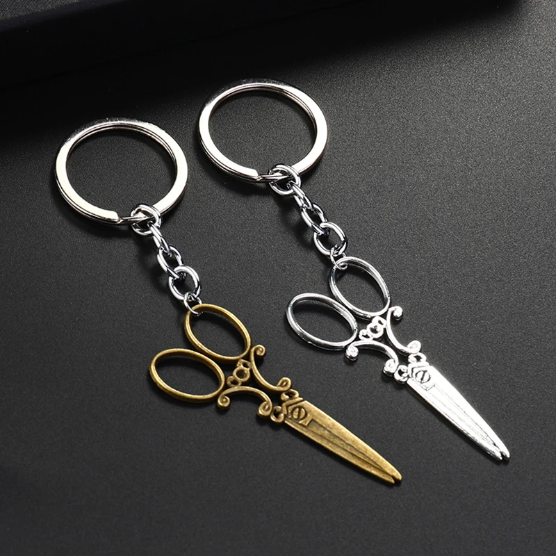 Mini Scissors Keychain gadget keychain vintage barber scissor comb stylist Scissor Creative Gift | Украшения и аксессуары