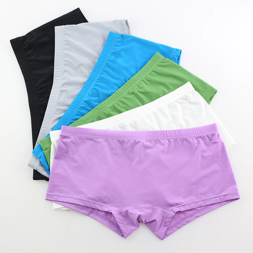 Boxer Men Cueca Solid Nylon Boxer Shorts Bulge Pouch Underpants Gay Clothing Mens Underwear Boxers Brand