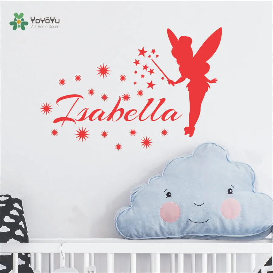 

Tinkerbell Little Princess Personalized Name Wall Decal Vinyl Decals Gril Name Wall Sticker for Girls Nursery Bedroom M-111