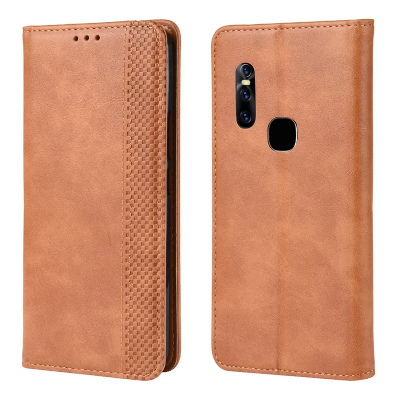 VIVO V15 Pro Чехол Роскошный кожаный флип чехол с подставкой и отделением для карт