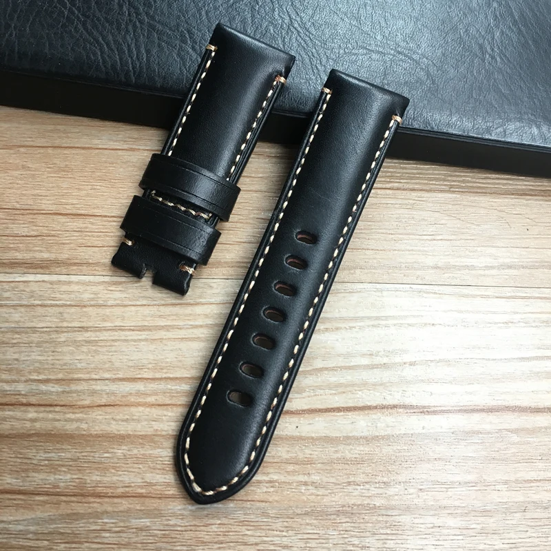High Quality 24mm 26mm Italy Brown Black Gray Crazy Horse Genuine Leather Watchband Wristband For PAM Watch Strap