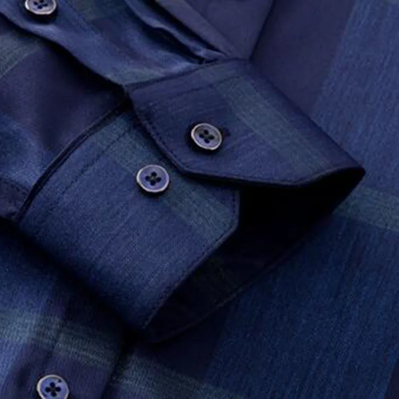 Мужские деловые рубашки с длинным рукавом для работы Camisa формальные в клетку