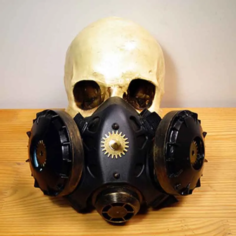 

Black Retro Rock Anti-fog Haze Gas Respirator Mask Carnival Party Cosplay Gothic Steampunk Props Halloween Costume Accessories