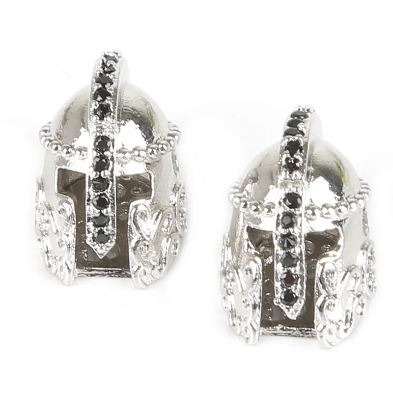 Silver Модные медные бусины-разделители Micro Pave Кристалл Кубический цирконий Корона Леопард шлем Череп круглые бусины Подвески на браслеты для ручного творчества - Цвет: Silver