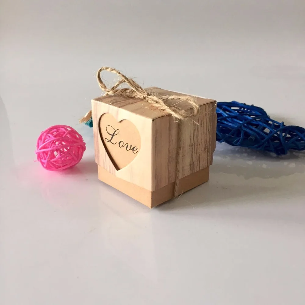 50 шт./упак. DIY романтическое сердце подарочная конфетная коробка с канат джутовый