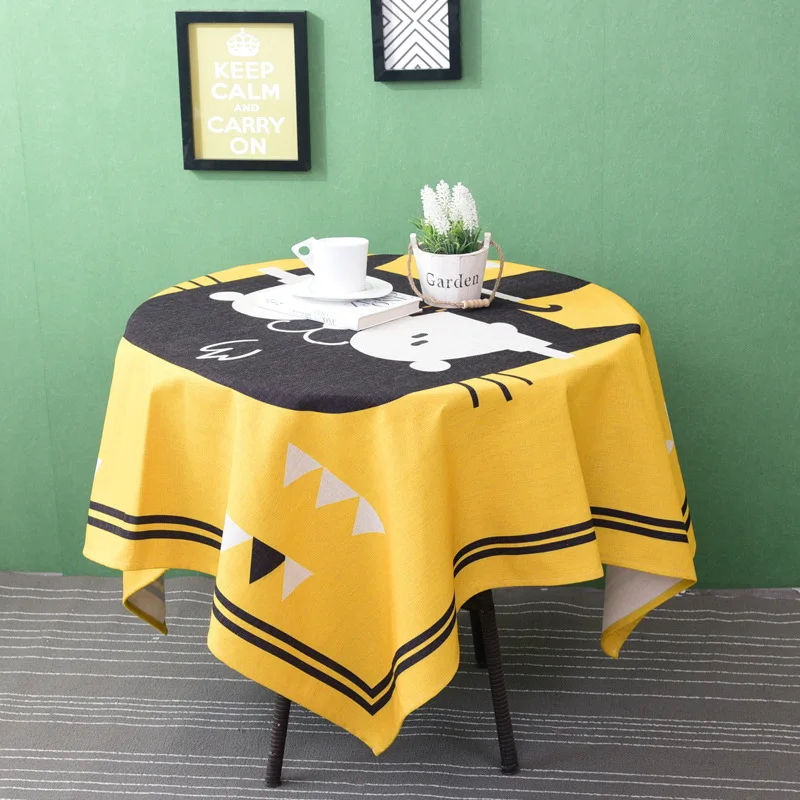 Thick tablecloth fabric cotton linen anti-hot coffee table rectangular cartoon restaurant | Дом и сад