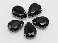 20 black crystal glass teardrop rose montees 10x14mm sew on rhinestones beads