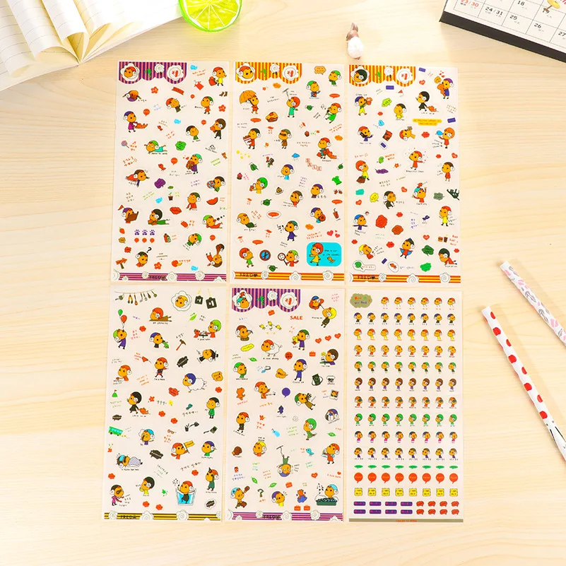 Наклейки из ПВХ 6 шт./компл. милые канцелярские принадлежности наклейки ручной