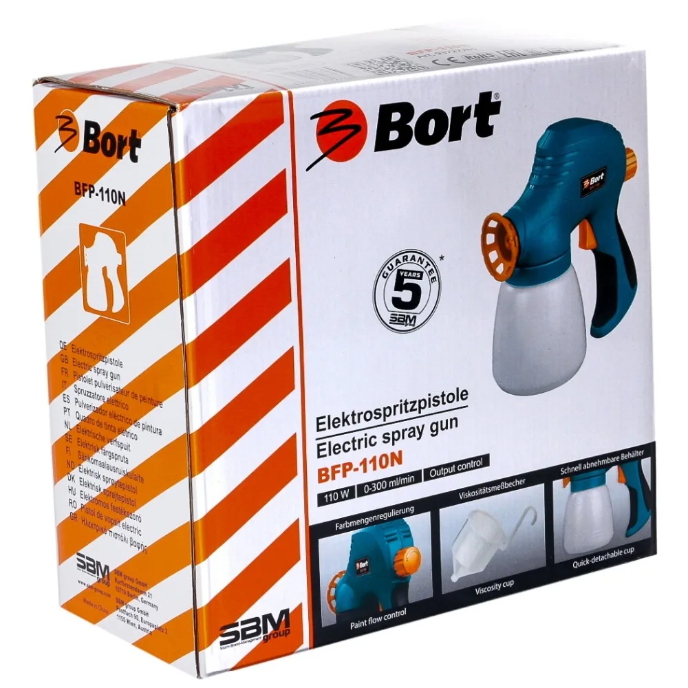 Распылитель электрический Bort BFP-110N (регулировка подачи краски легкосъёмный