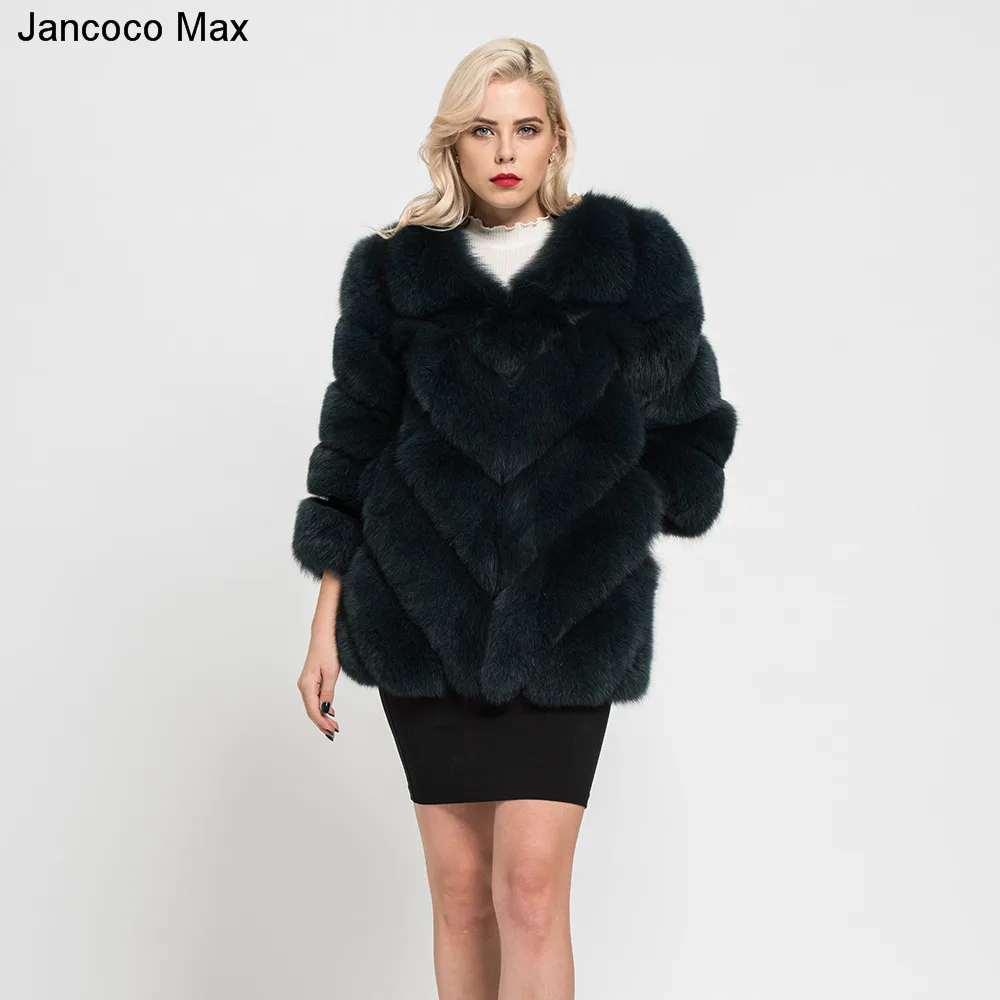 Jancoco Max Lady модное зимнее теплое длинное пальто из натурального Лисьего меха, женская верхняя одежда из натурального меха, Новое поступление S7152