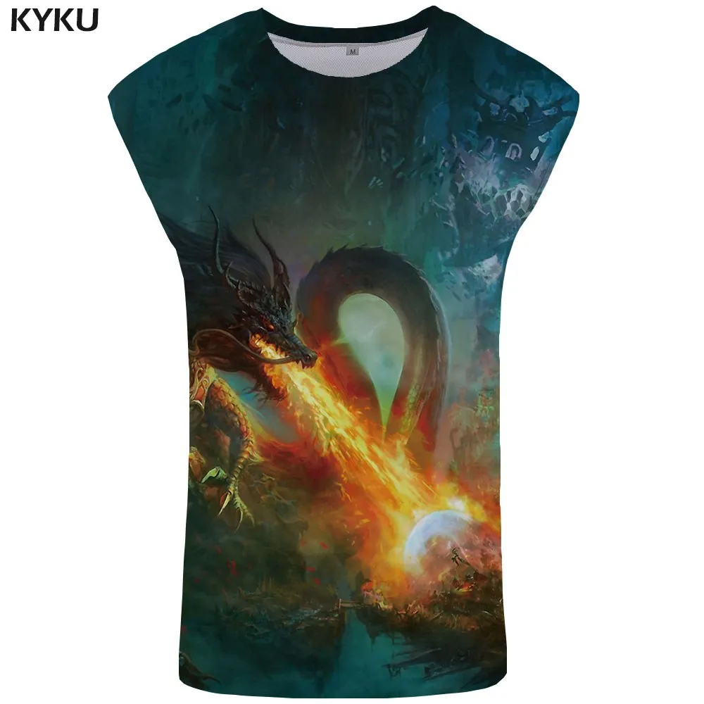 Tank Top 09 KYKU бренд Dragon Tank Топ для мужчин животное Singlet Dragon Ball Z жилет молния для мужчин s Бодибилдинг война Стрингер мужская майка - Цвет: Tank Top 09