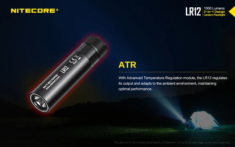 Горячая Nitecore LR12 2 в 1 дизайн CREE XP-L HD V6 светодиодный 1000 люмен выдвижной портативный фонарь