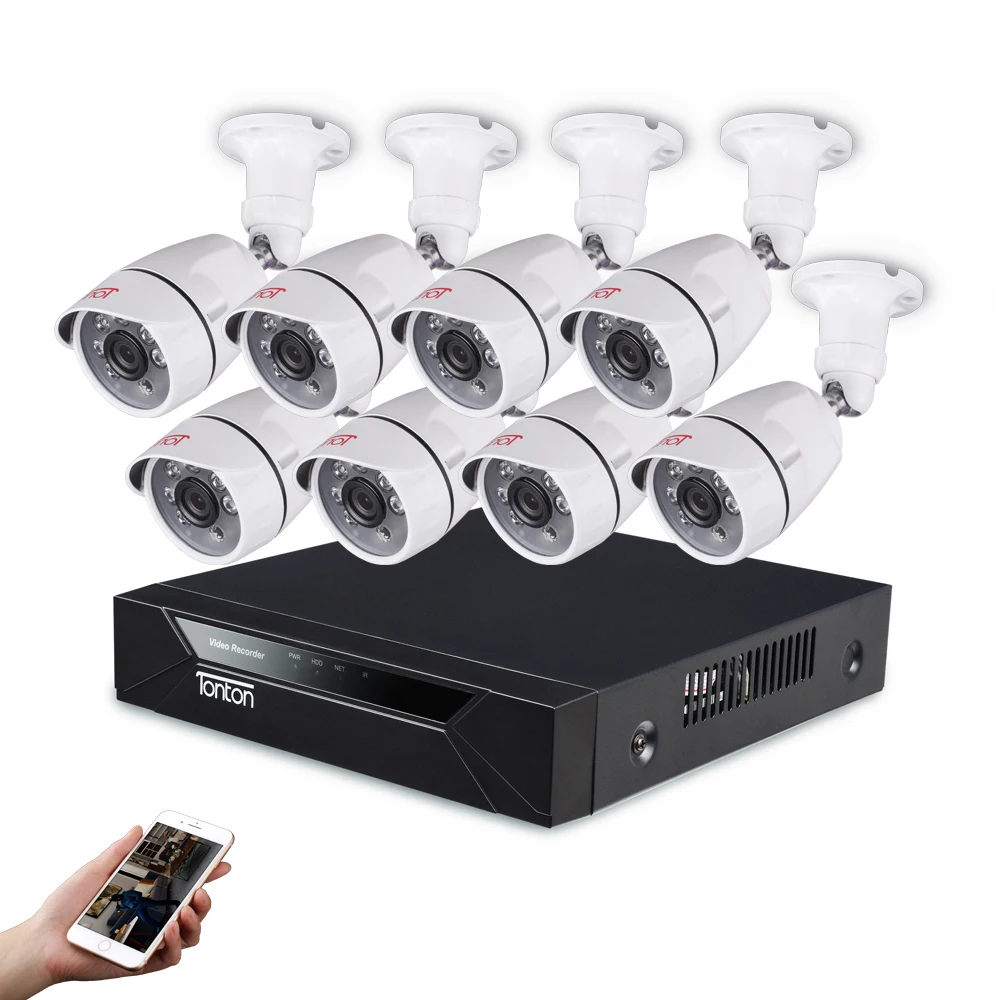 Тонтон 8-канальный 1080P FULL HD 5-в-1 DVR комплект видеонаблюдения CCTV Системы 8*1080P 2.0MP Крытый безопасности Камера Системы