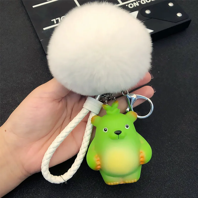 Fashion Bear Handmade Woven Rope Pendant Pom Key Chain Handbag Creative Cute Cartoon Doll Keychain Ladies Car | Украшения и