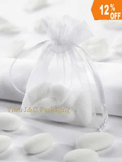 Бесплатная доставка-100 PCS 9x7 cm белый мешочек из органзы Предновогодние и свадебные