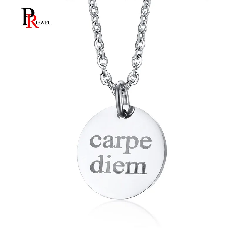 Мужское ожерелье Carpe Diem серебряного цвета из нержавеющей стали круглые подвески