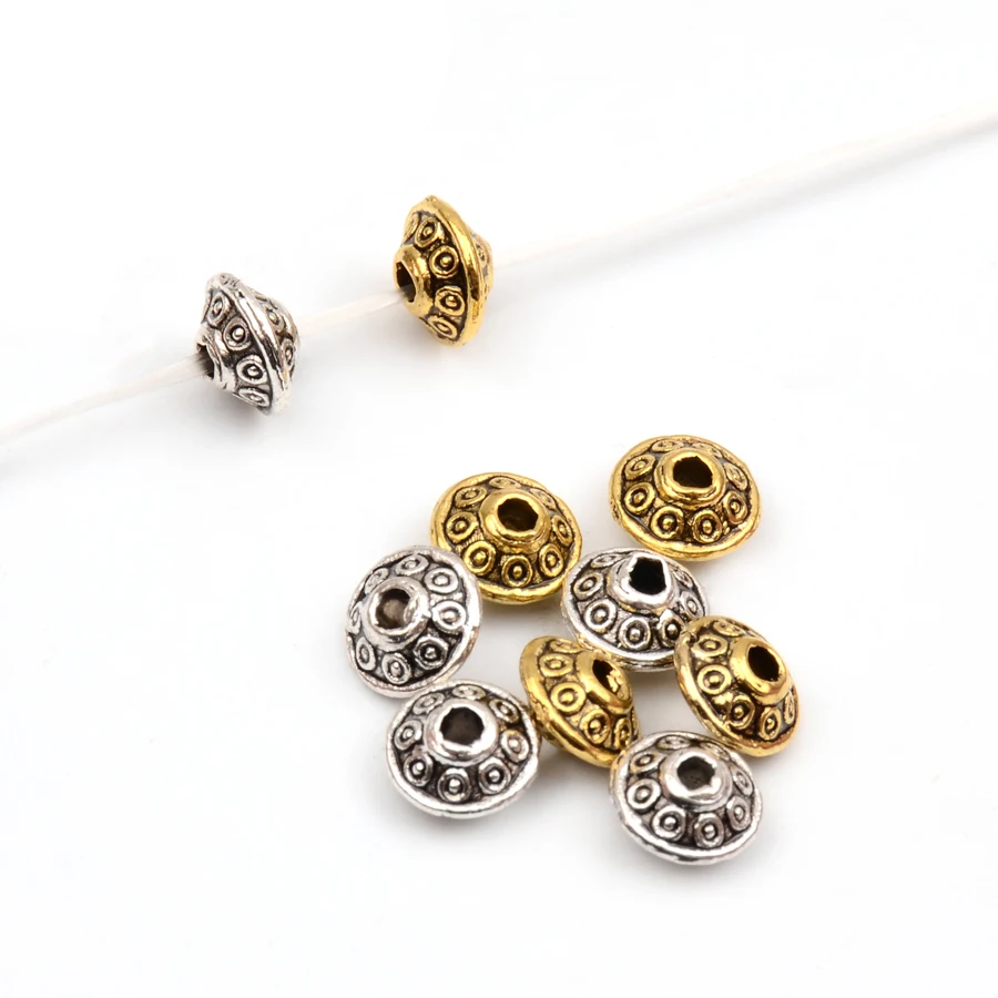 100 шт./лот Ретро тибетские антикварные серебряные золотые бусины-разделители для