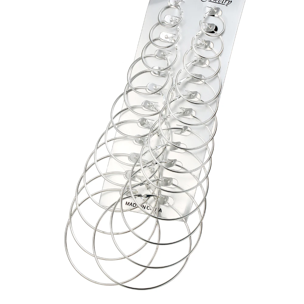 IF ME Fashion 12 пар/уп. большой круглый обруч Комплект сережек для женщин золотые